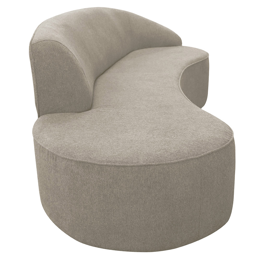 Sofá Curvo 02 Lugares 150cm Braço Esquerdo Eron Suede Camurça Bege - CasaePoltrona