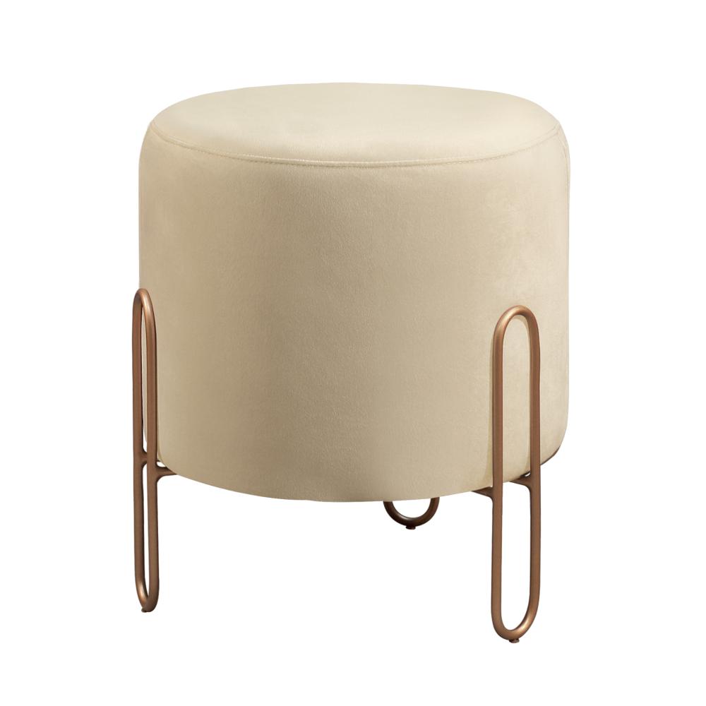Conjunto - 2 Puffs Banqueta Mali Luxo Base Metálica Bronze