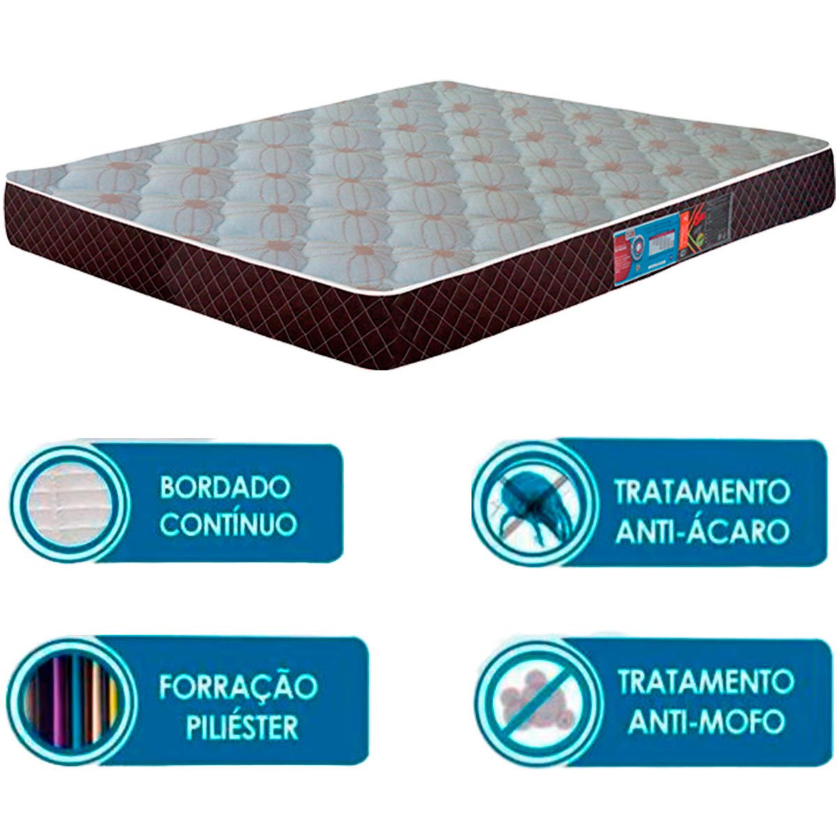 Colchão Casal Espuma D28 138x188x18 cm Sleep Max Castor