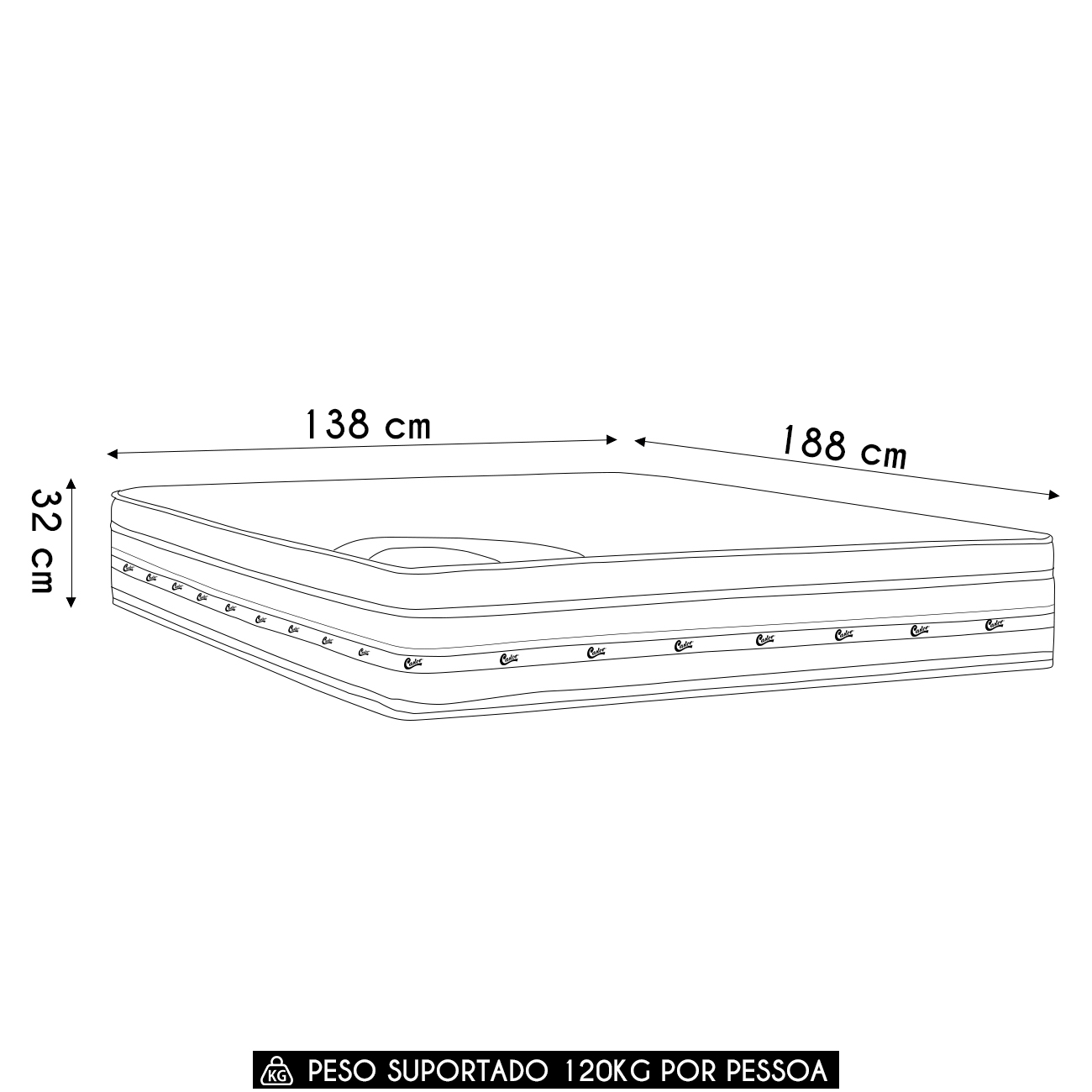 Colchão Casal One Face Premium Gel 138x188x32cm - Castor