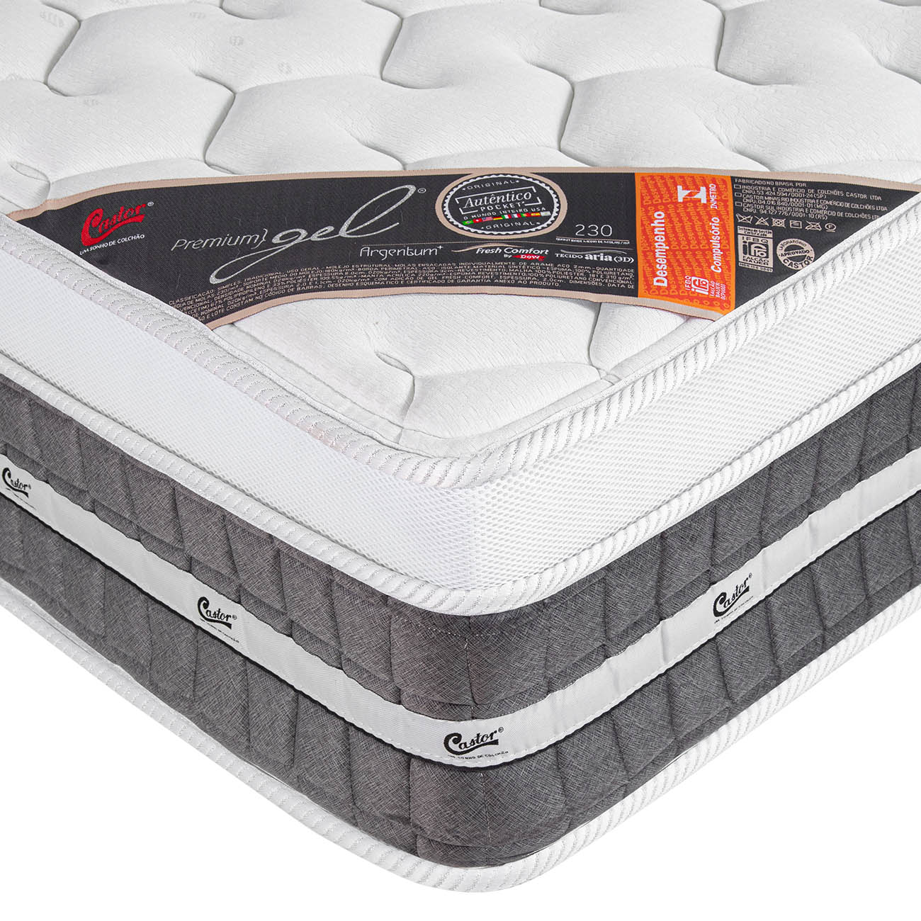 Colchão Casal One Face Premium Gel 138x188x32cm - Castor