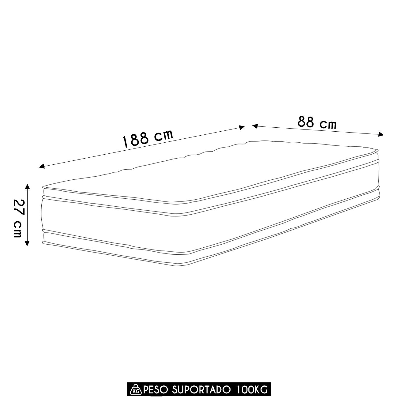 Colchão Solteiro Double Face Black &amp; White Air D33 88x188x27cm - Castor