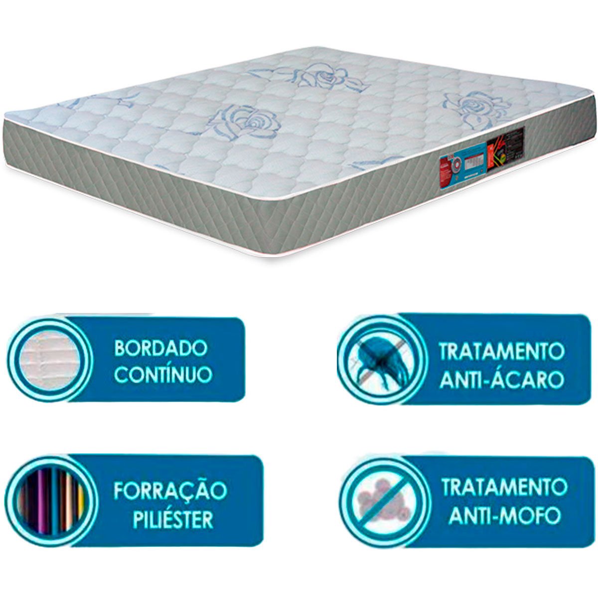 Colchão Solteiro Espuma D20 Sleep Max Castor 88x188x18 cm