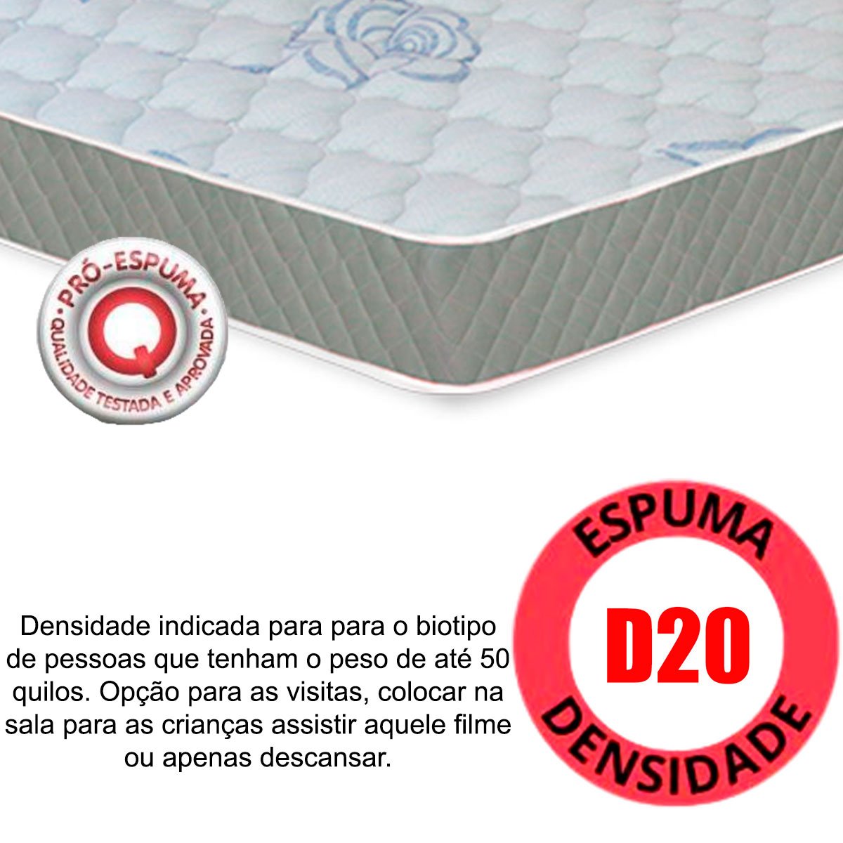Colchão Solteiro Espuma D20 Sleep Max Castor 88x188x18 cm
