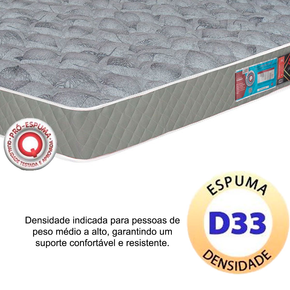 Colchão Solteiro Espuma D33 Sleep Max Castor 88x188x15 cm