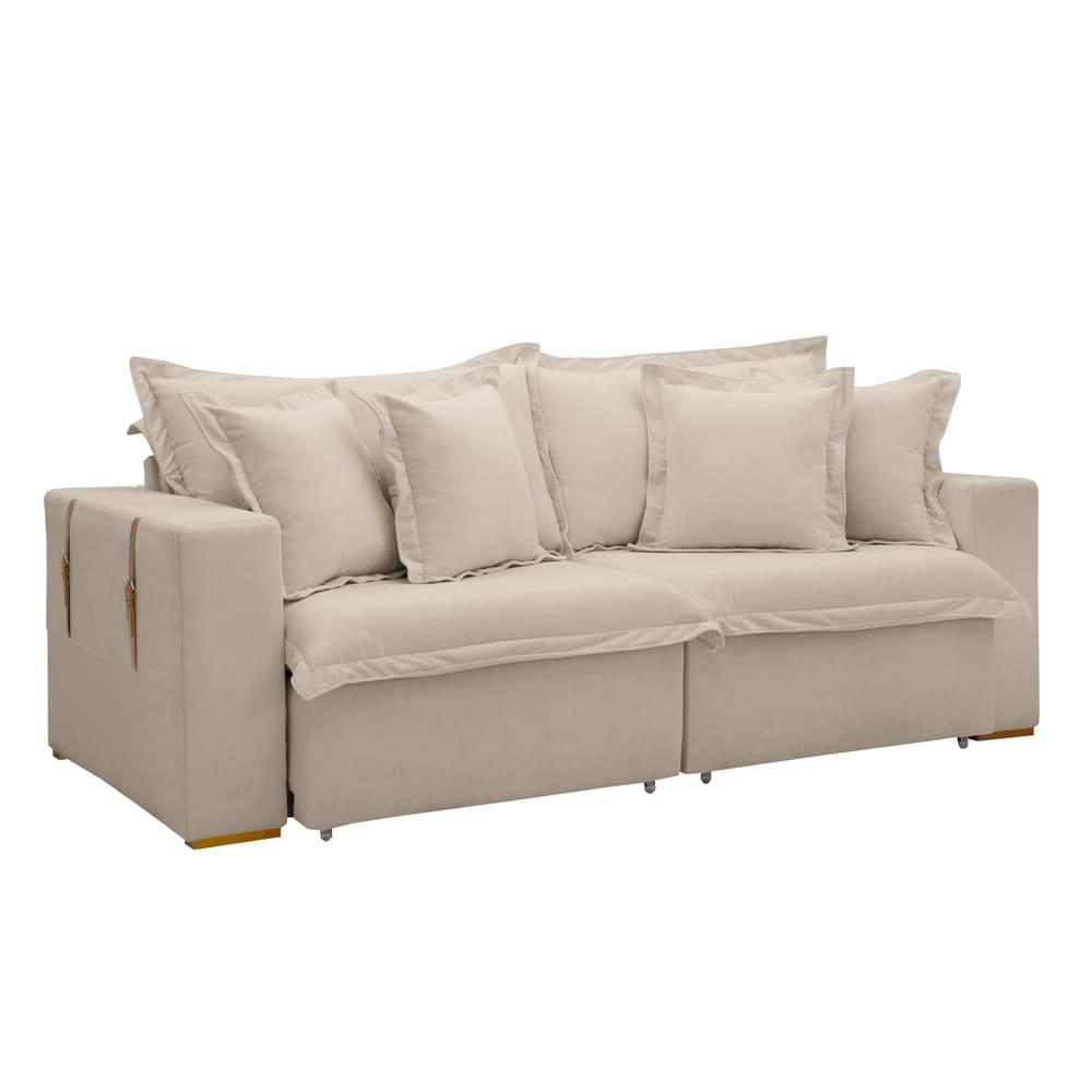 Sofá Cama Retrátil e Reclinável Arizona Boucle Bege 2,40M
