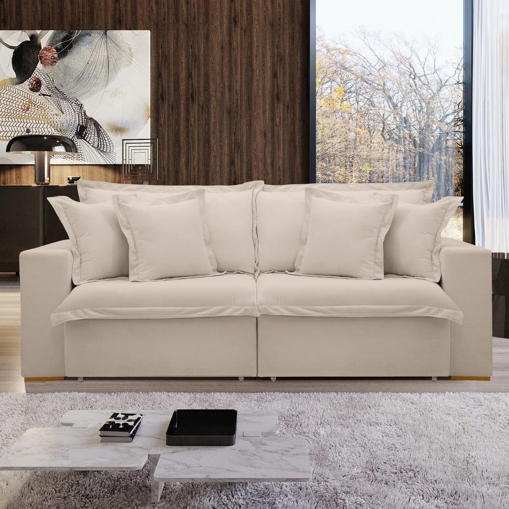 Sofá Cama Retrátil e Reclinável Arizona Boucle Bege 2,40M