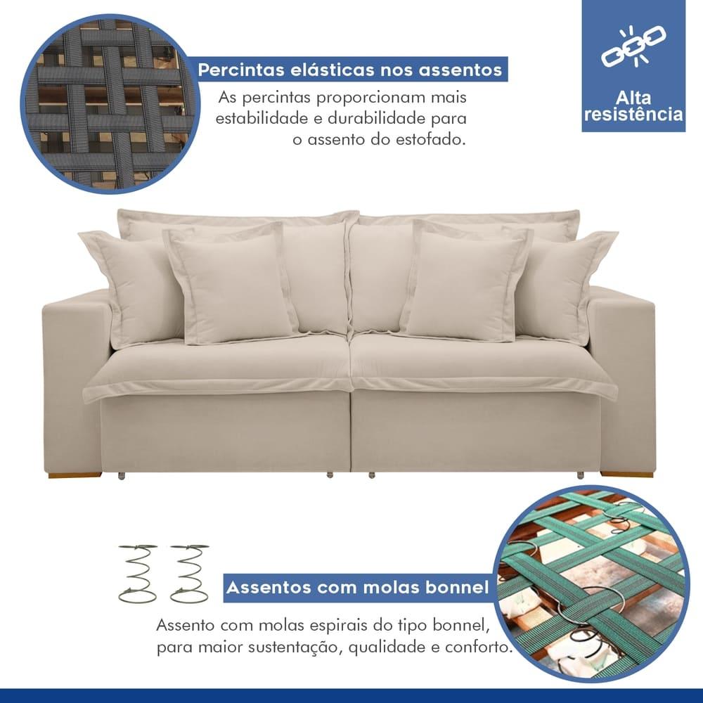 Sofá Cama Retrátil e Reclinável Arizona Boucle Bege 2,40M