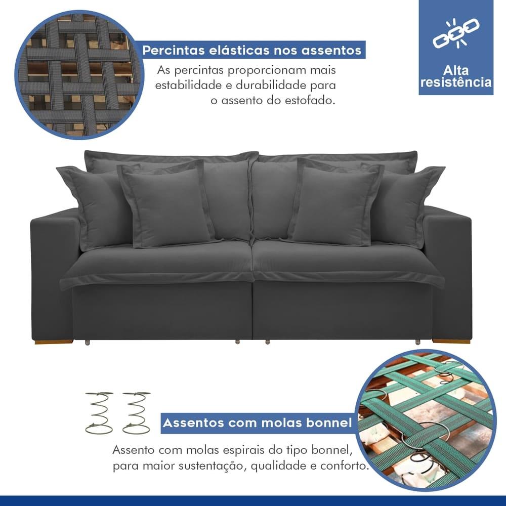Sofá Cama Retrátil e Reclinável Arizona Boucle Cinza 2,20M