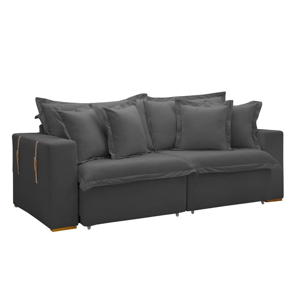 Sofá Cama Retrátil e Reclinável Arizona Boucle Cinza 2,40M