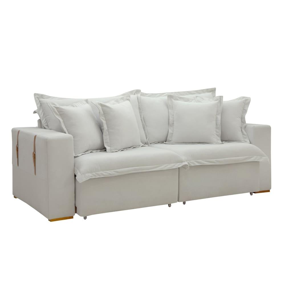 Sofá Cama Retrátil e Reclinável Arizona Boucle Gelo 2,40M