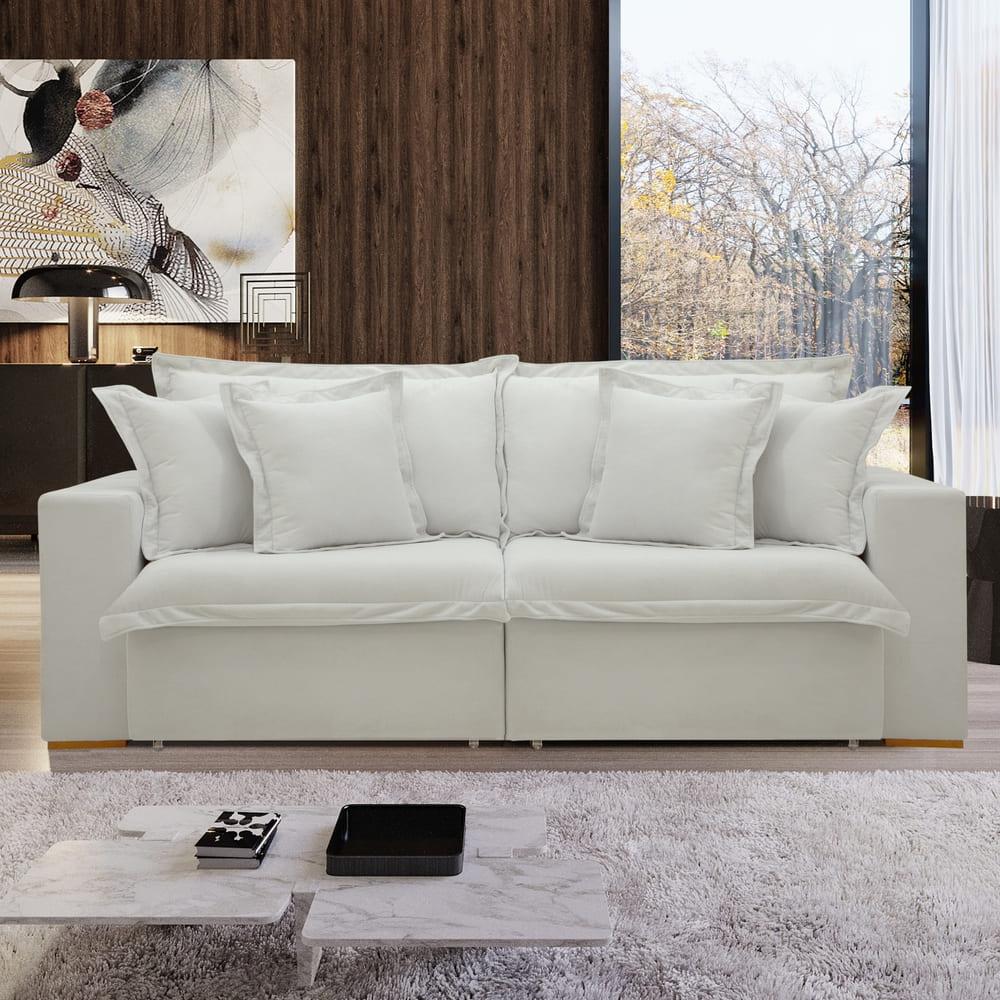 Sofá Cama Retrátil e Reclinável Arizona Boucle Gelo 2,40M