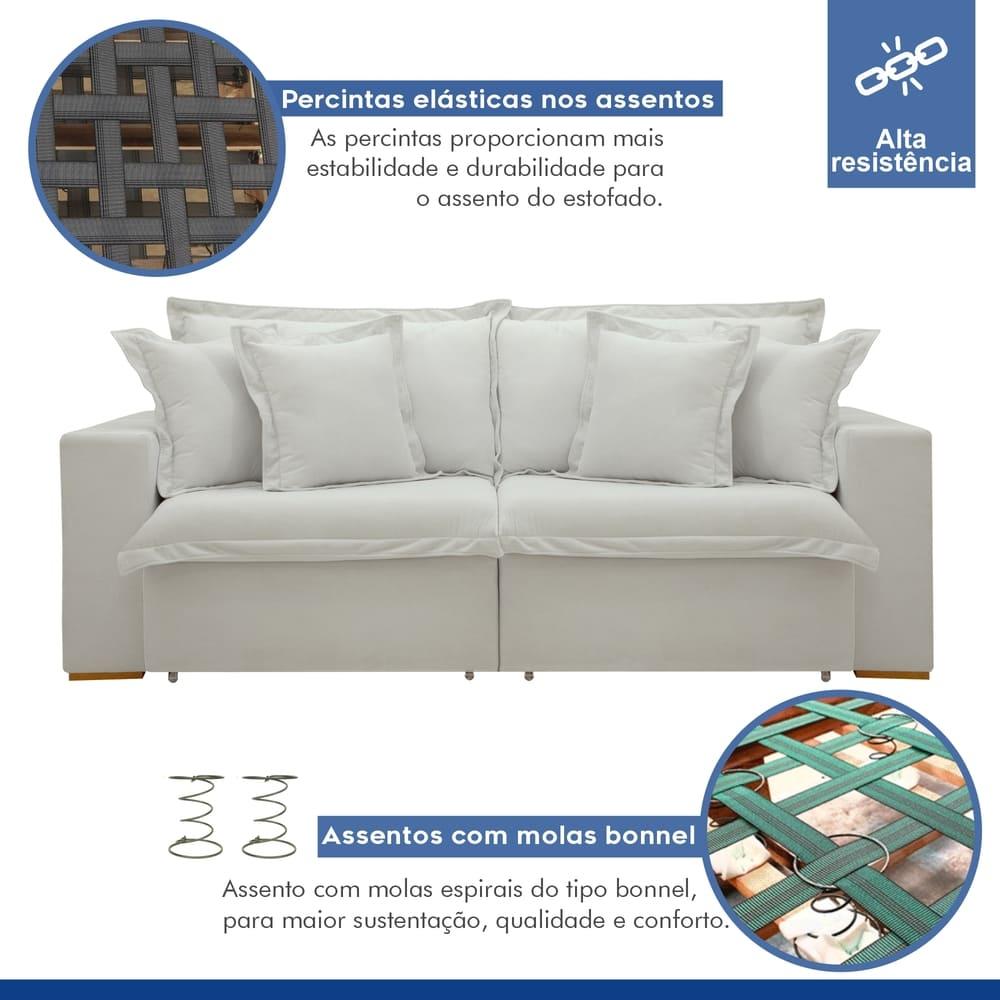Sofá Cama Retrátil e Reclinável Arizona Boucle Gelo 2,40M