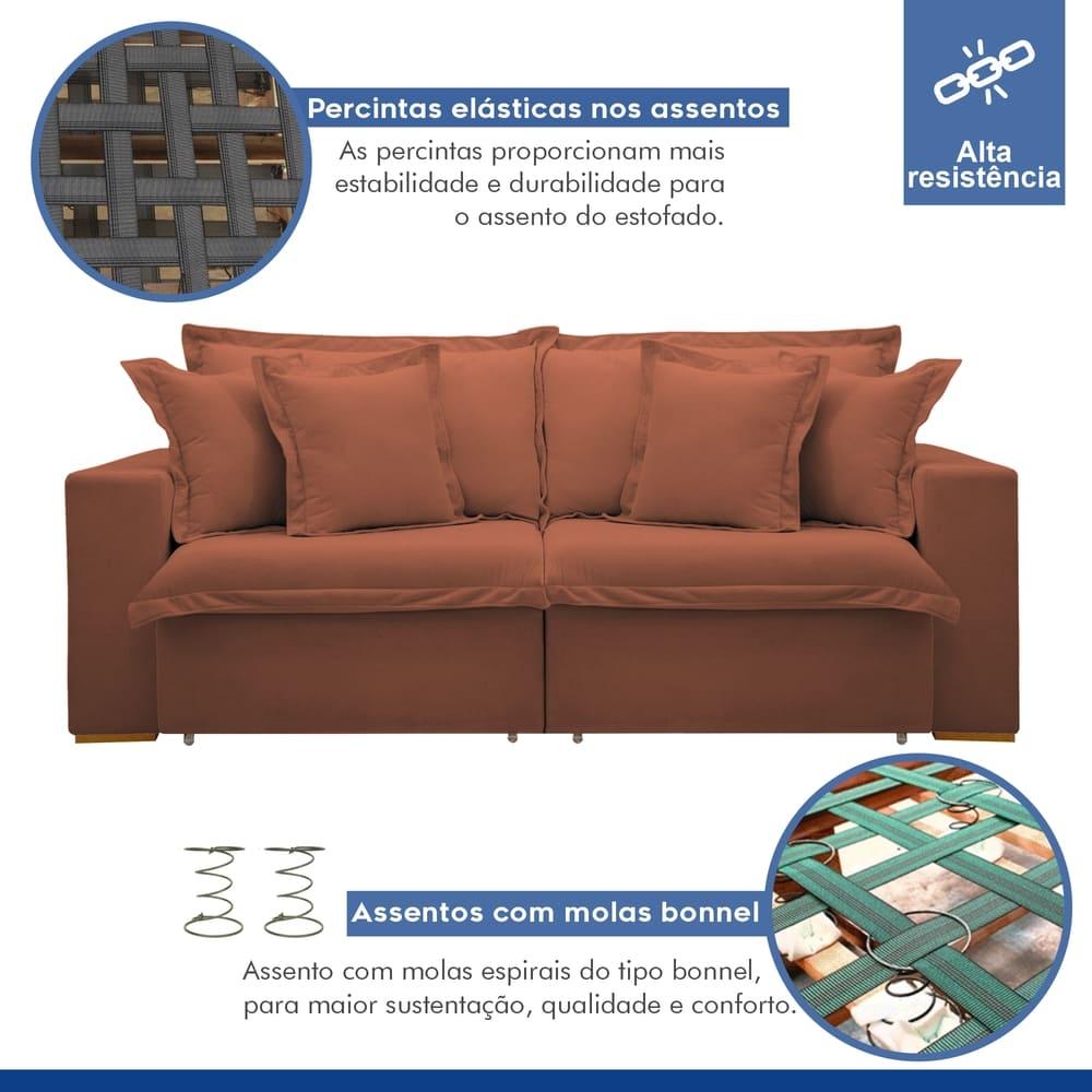 Sofá Cama Retrátil e Reclinável Arizona Boucle Terracota 2,40M