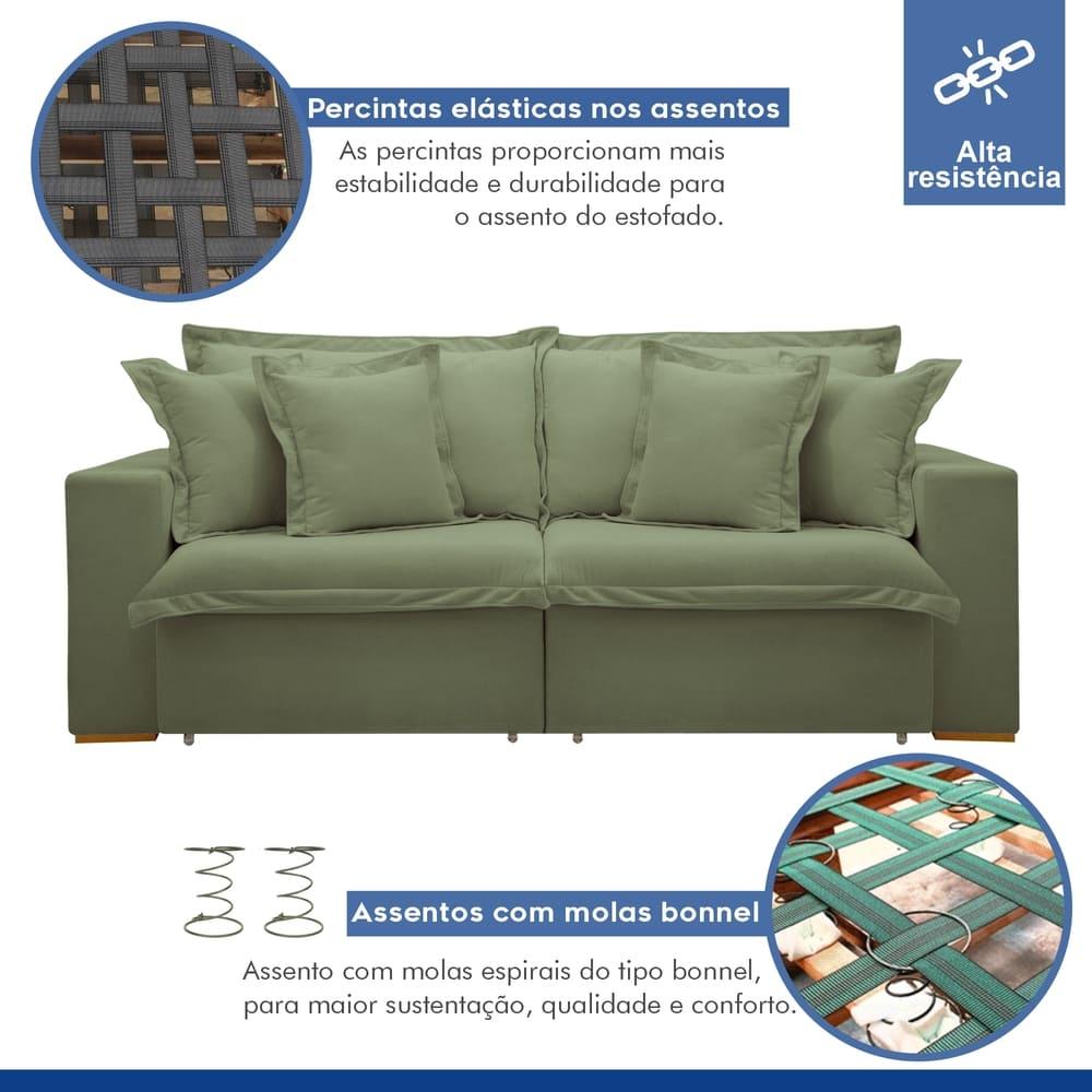 Sofá Cama Retrátil e Reclinável Arizona Boucle Verde 2,40M