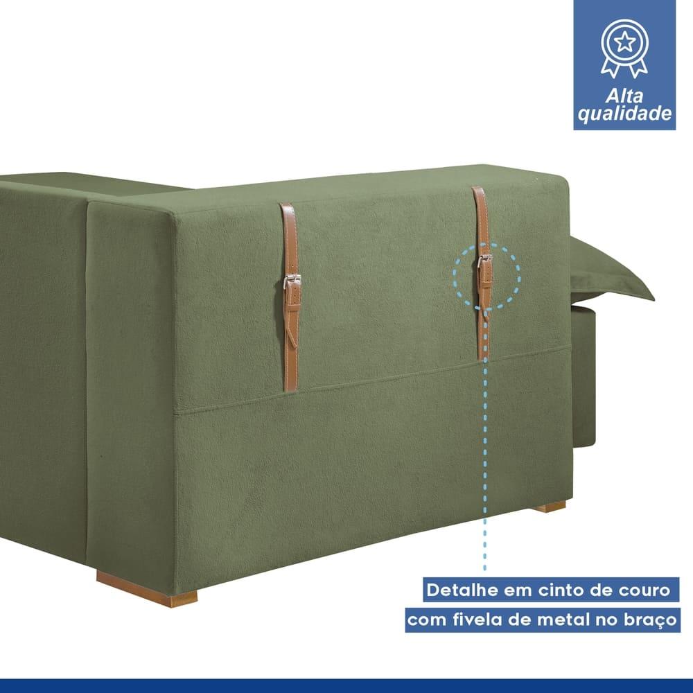 Sofá Cama Retrátil e Reclinável Arizona Boucle Verde 2,40M