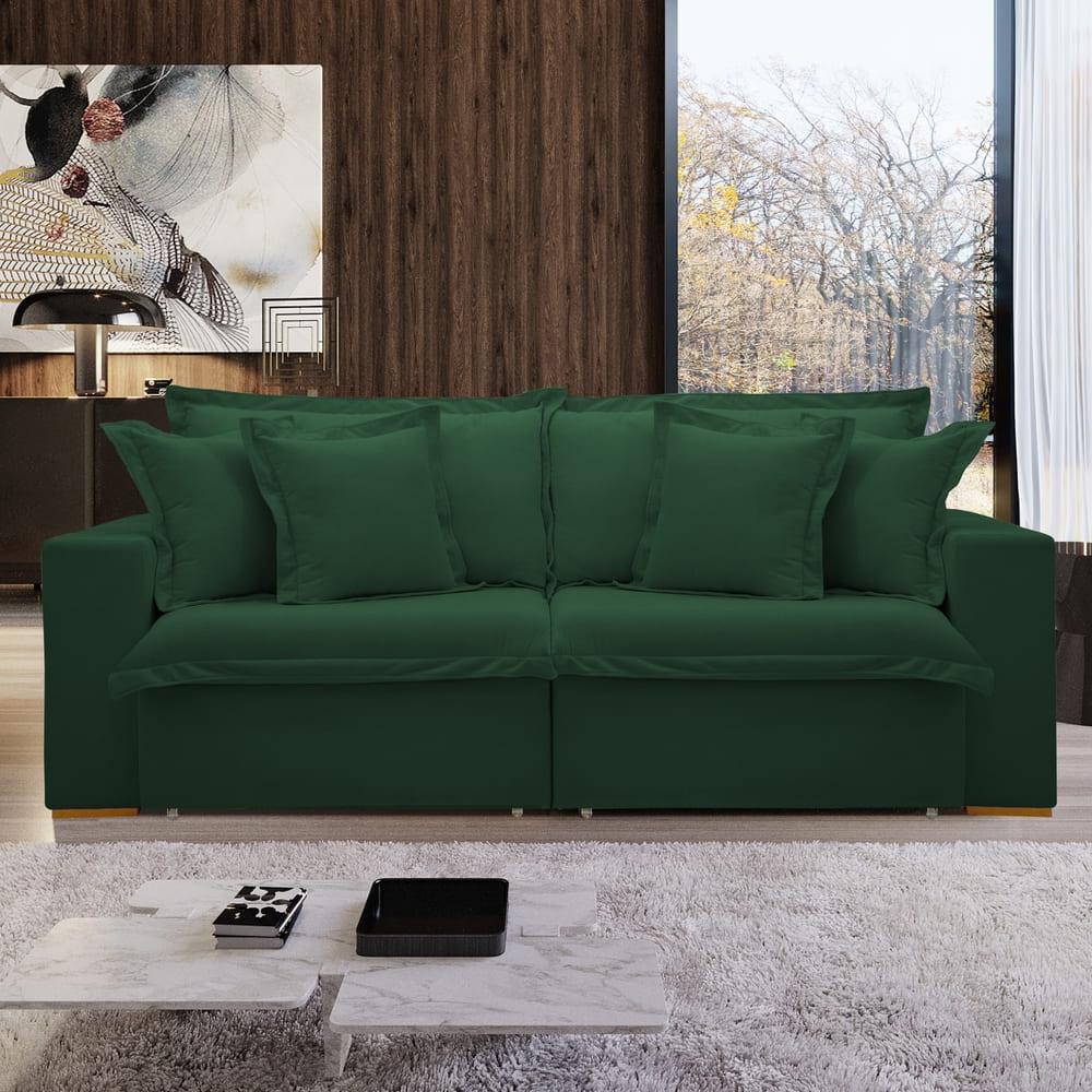 Sofá Cama Retrátil e Reclinável Arizona Veludo Verde 2,40M