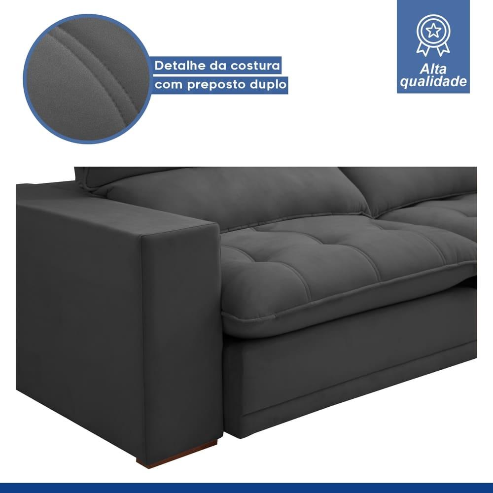 Sofá Retrátil e Reclinável Martinho Boucle Cinza 2,30M