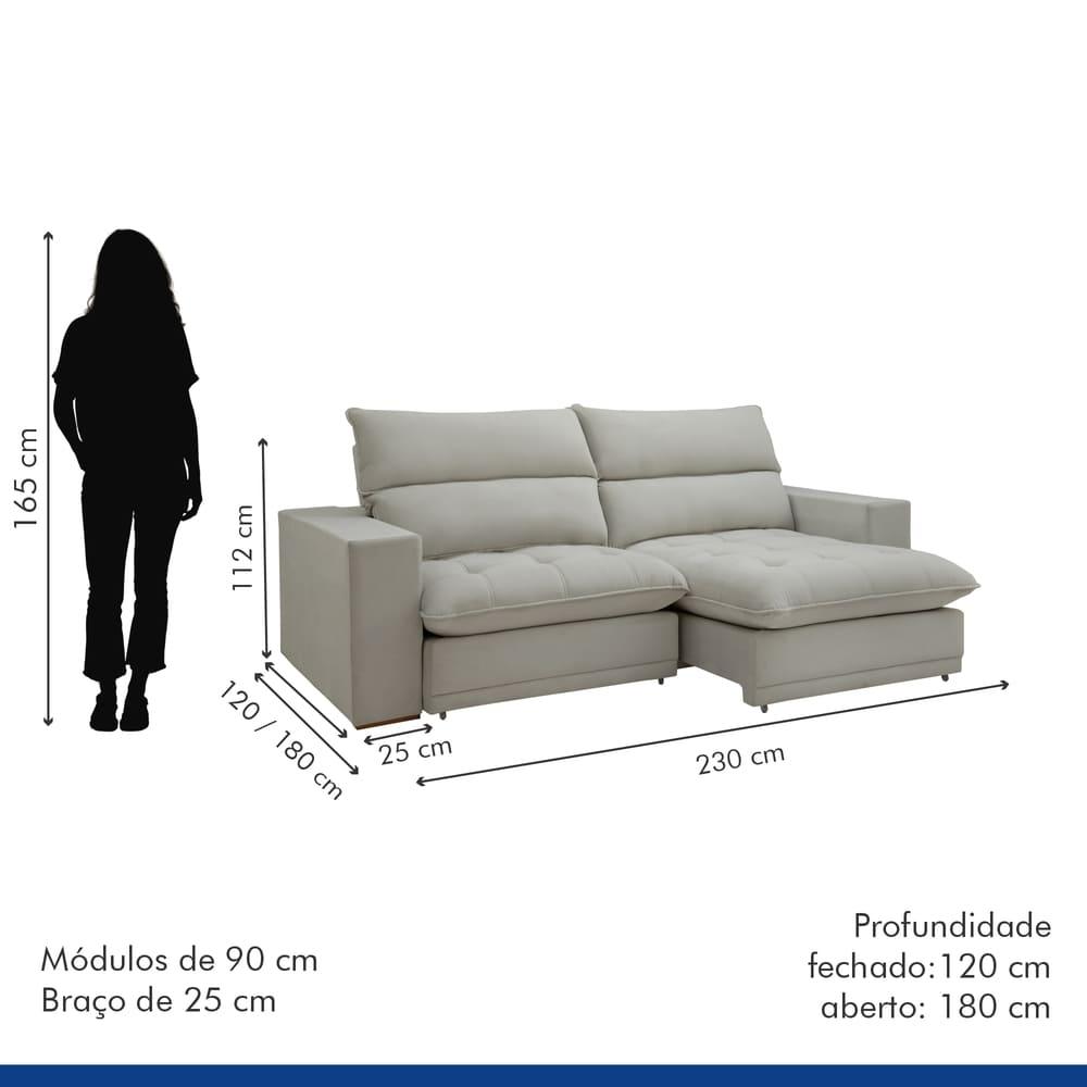 Sofá Retrátil e Reclinável Martinho Boucle Gelo 2,30M