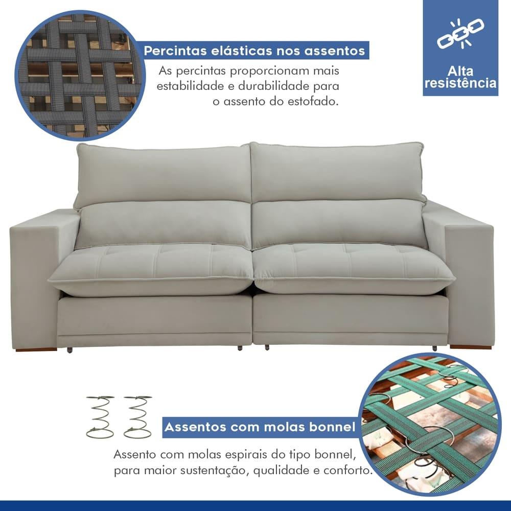 Sofá Retrátil e Reclinável Martinho Boucle Gelo 2,30M