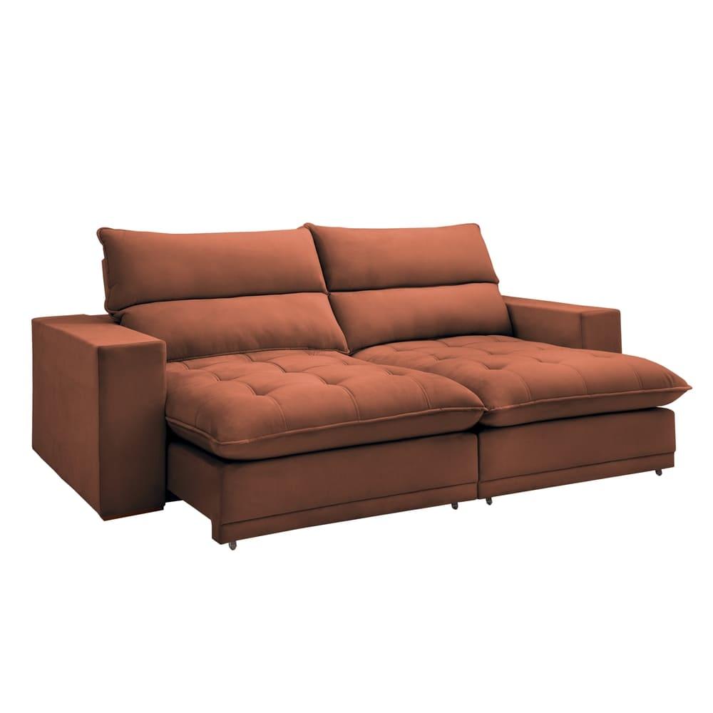 Sofá Retrátil e Reclinável Martinho Boucle Terracota 2,10M