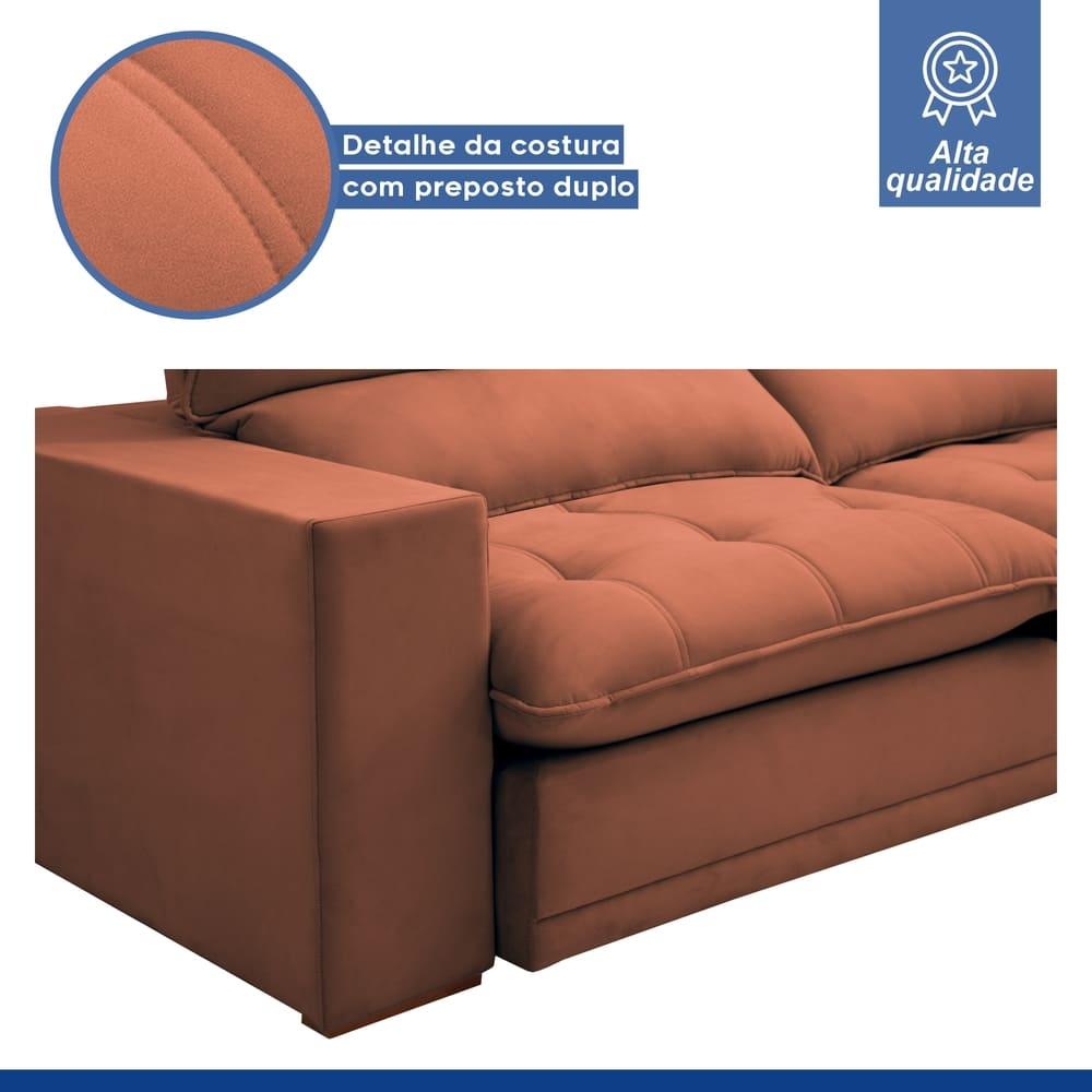Sofá Retrátil e Reclinável Martinho Boucle Terracota 4,10M
