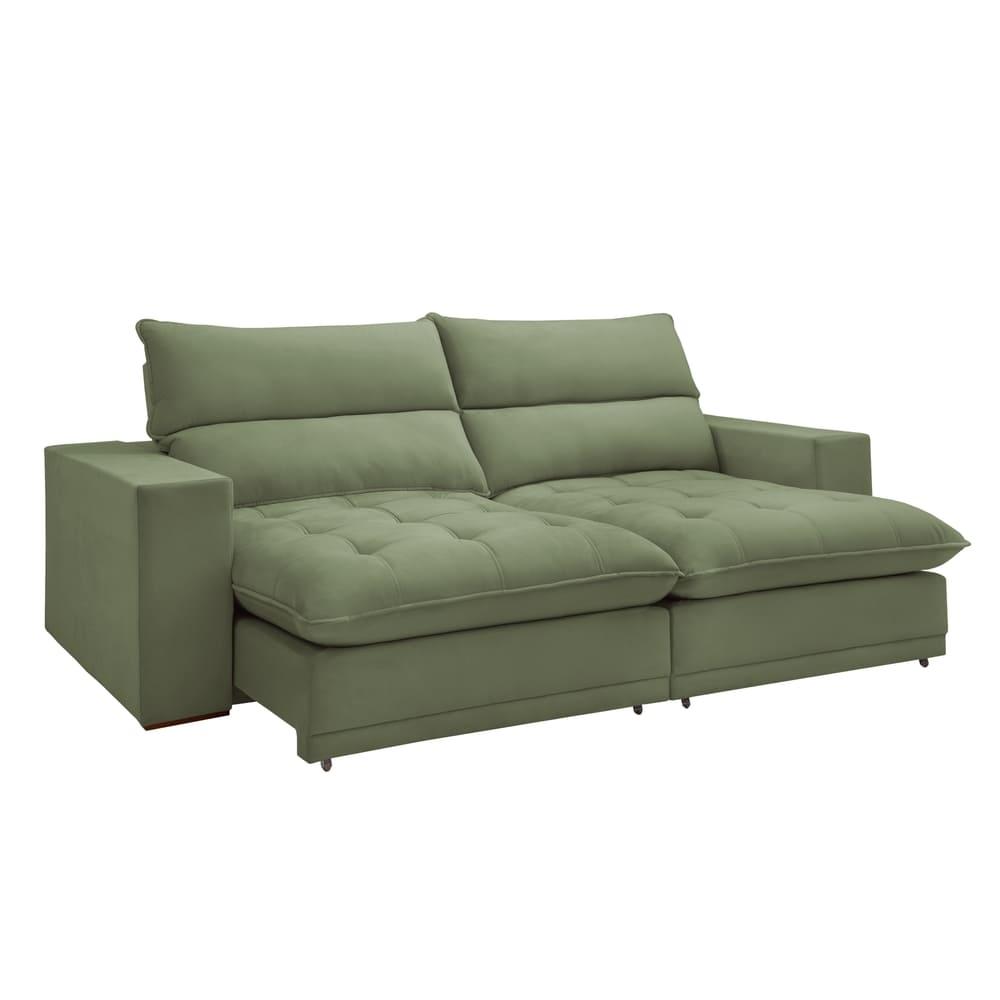 Sofá Retrátil e Reclinável Martinho Boucle Verde 2,10M