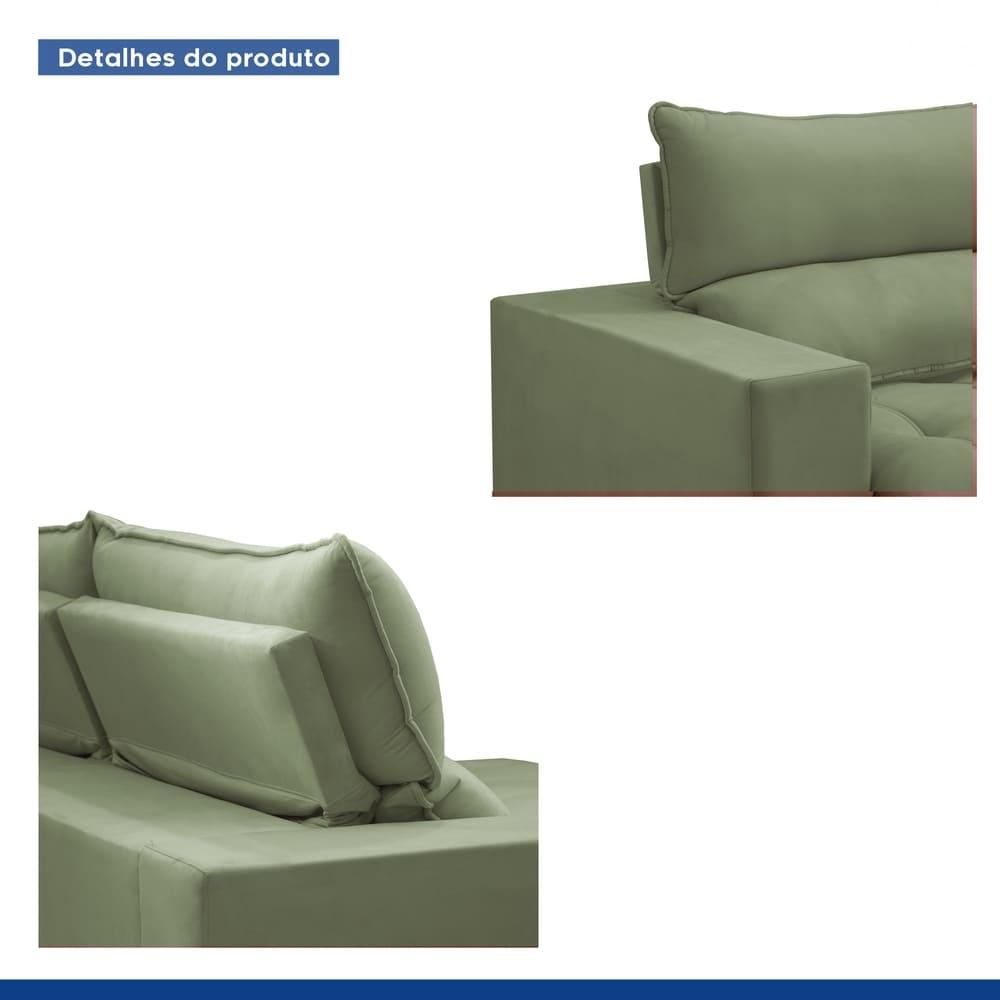 Sofá Retrátil e Reclinável Martinho Boucle Verde 2,30M
