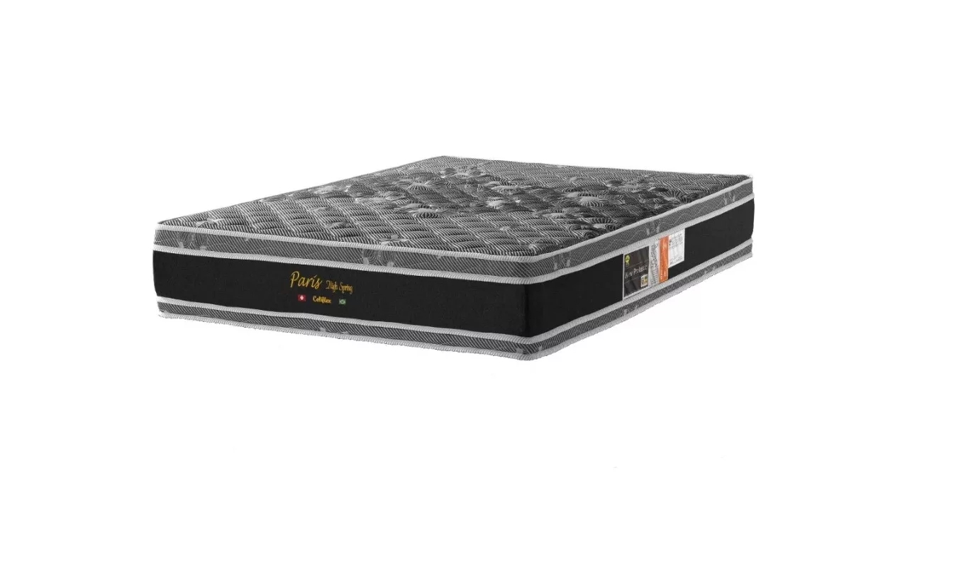 Conjunto Colchão King Size De Molas Pocket Ensacada Dupla Face Luxuoso Prs Com Cama Base Box Preta