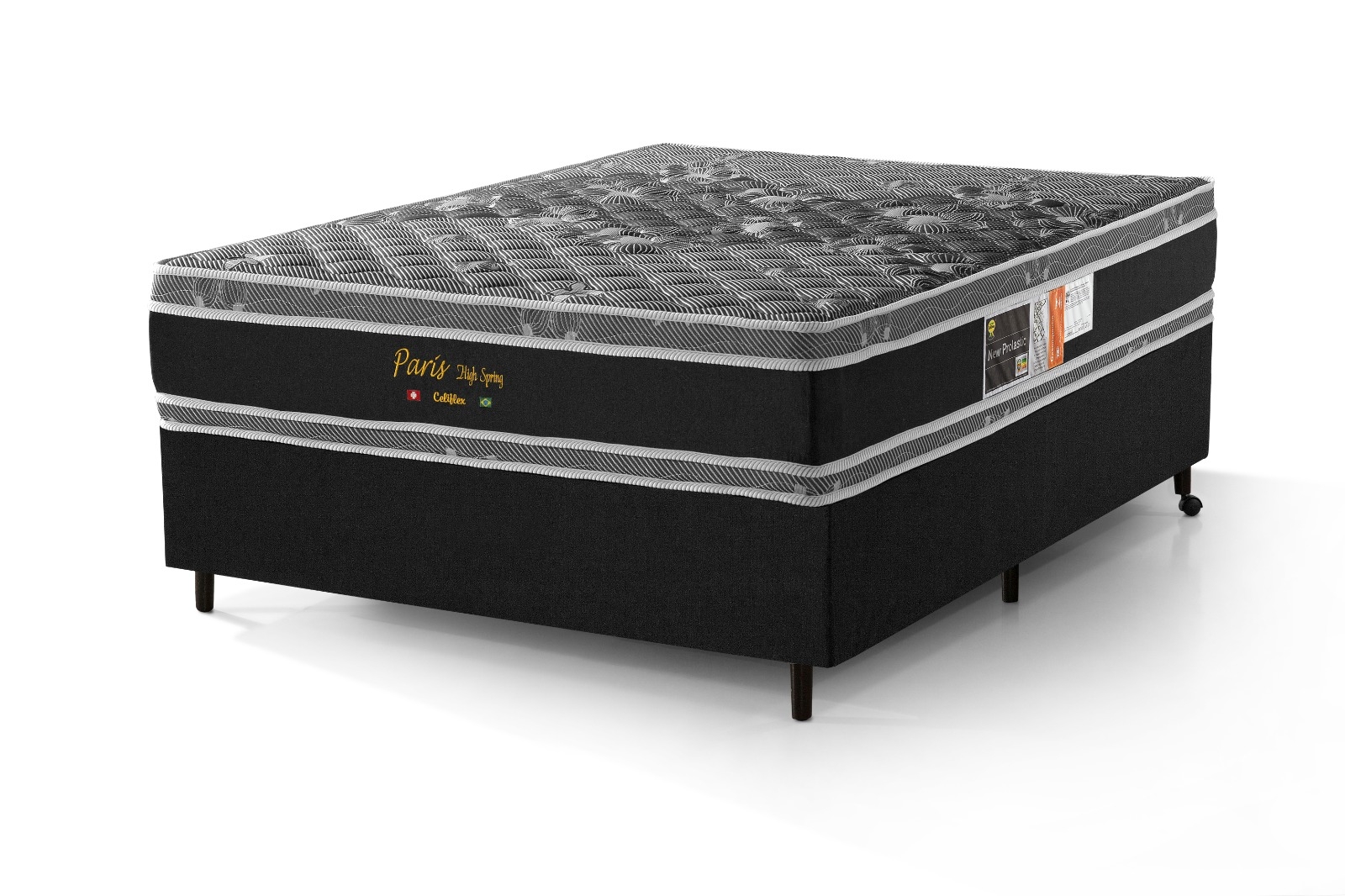 Kit Colchão Queen Size De Molas Pocket Ensacada Dupla Face Prs + Cama Base Box Luxo
