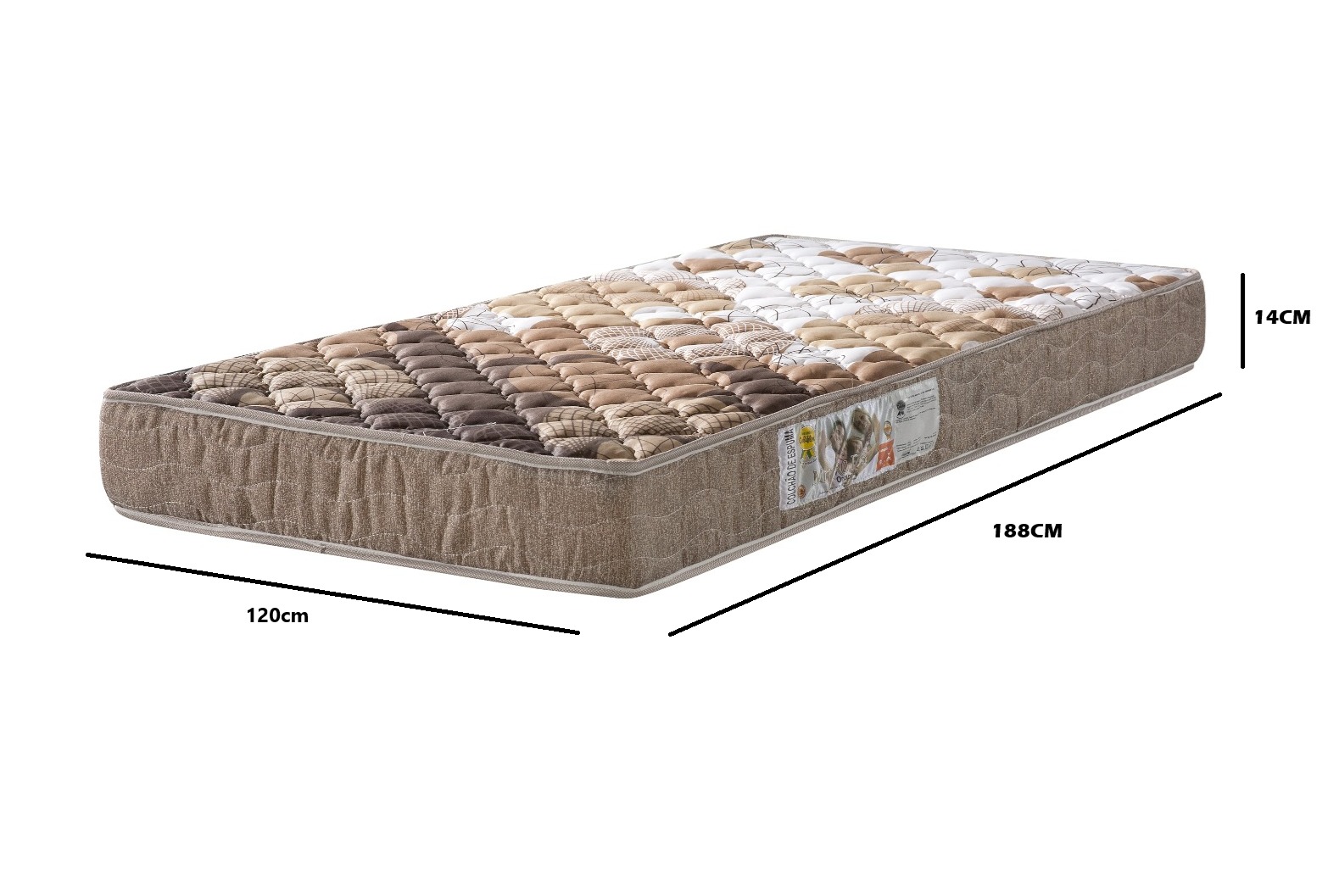Colchão D33 Inteiro Espuma Medida Especial Viúva Dupla Face Selo Inmetro Mnk 120x188x14
