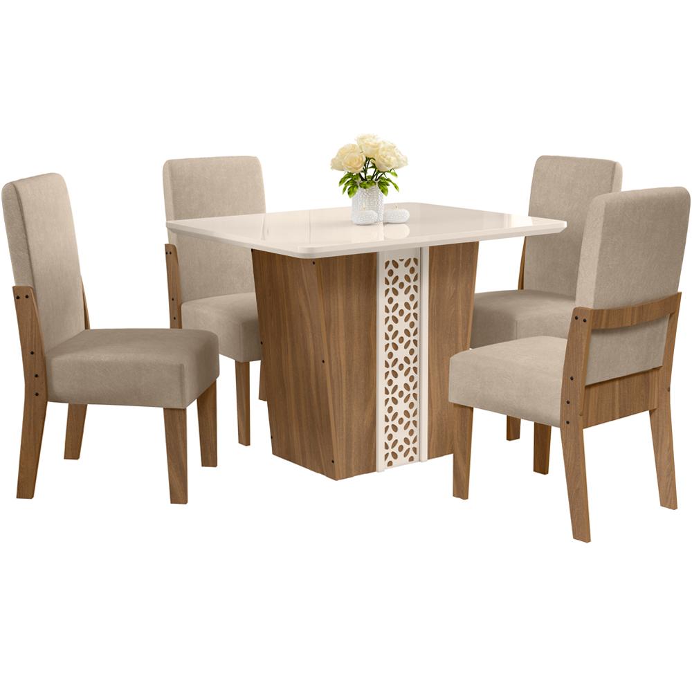 Conjunto Mesa Jantar MDF 110x84 cm 4 Cadeiras 110312 Cedro Gold Celmo