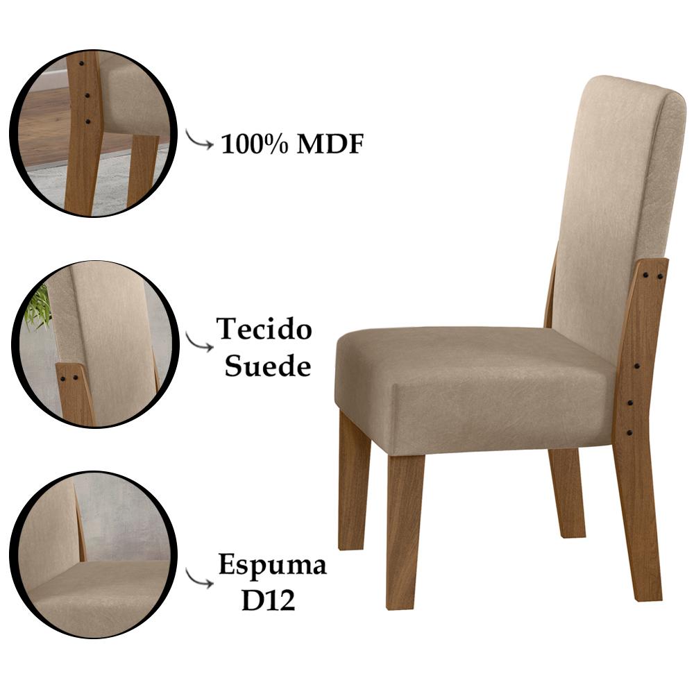 Conjunto Mesa Jantar MDF 110x84 cm 4 Cadeiras 110312 Cedro Gold Celmo