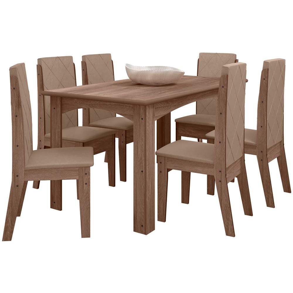 Conjunto Mesa Jantar MDF 156x84 cm 6 Cadeiras 1101220 Amendoa Celmo