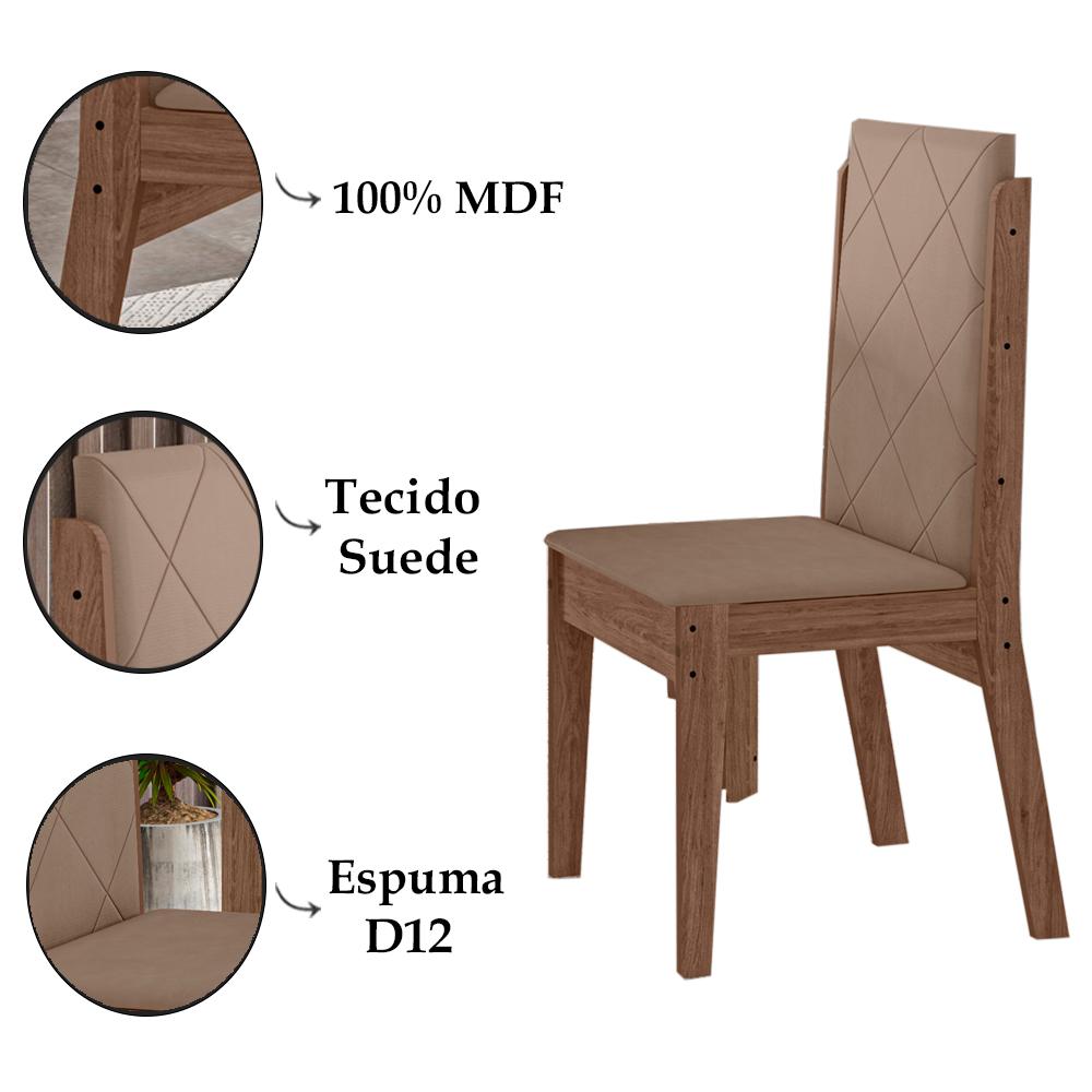 Conjunto Mesa Jantar MDF 156x84 cm 6 Cadeiras 1101220 Amendoa Celmo