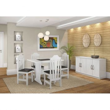 Conjunto de Mesa e 4 Cadeiras Ibiza Branco & Preto  Celta