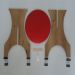 Kit de 4 Banquetas Rubi de Madeira Antígua com Assento Estofado Vermelho Cestari