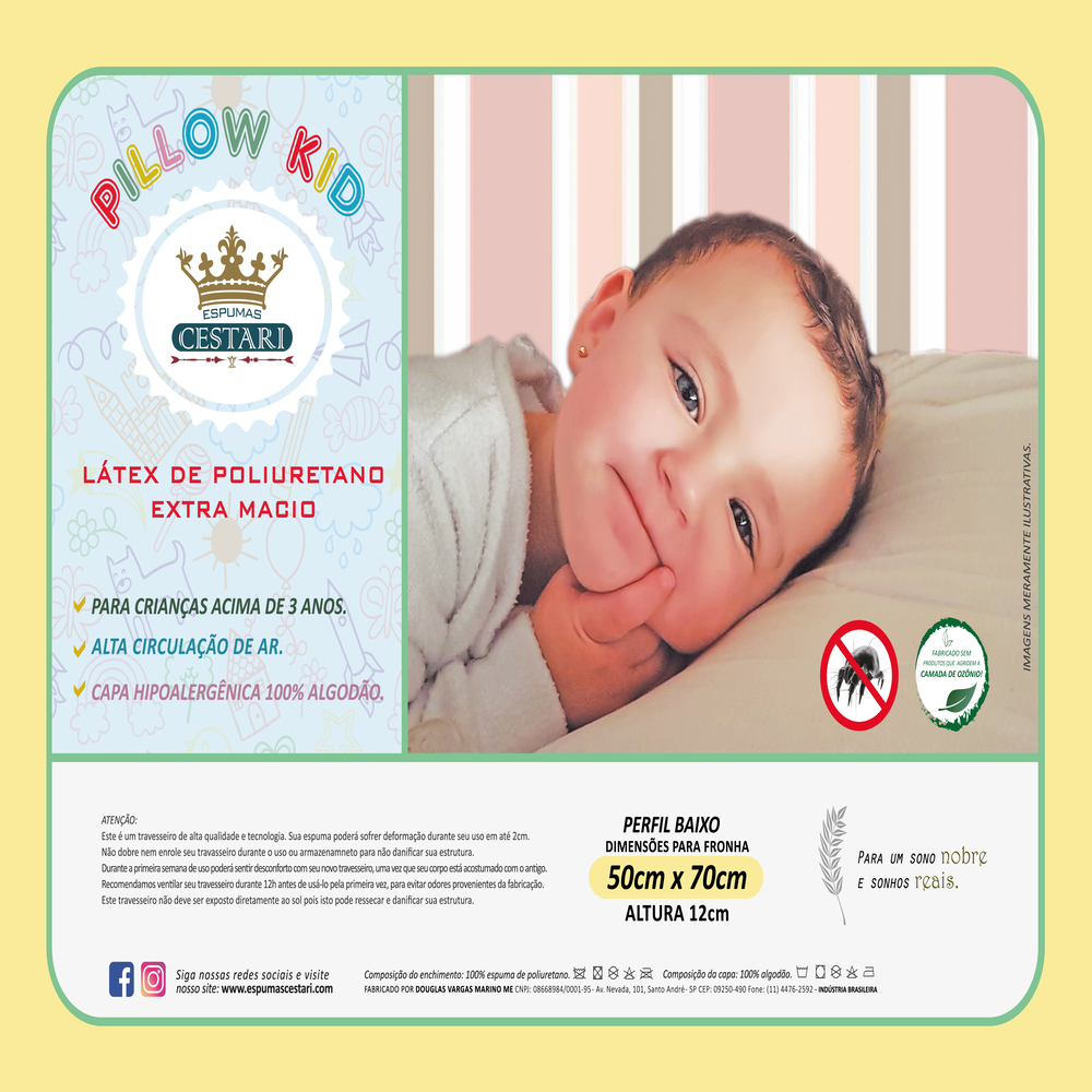 Travesseiro Infantil Antialérgico Pillow Kid Cestari 1 peça