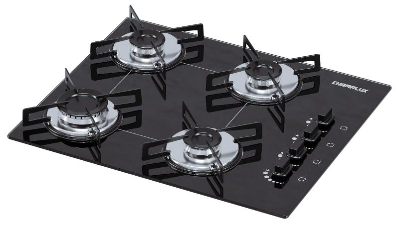 Cooktop a Gás Chamalux Ultra Chama 4 Bocas, Acendimento Inteligente, Mesa de Vidro Temperado Preto 44