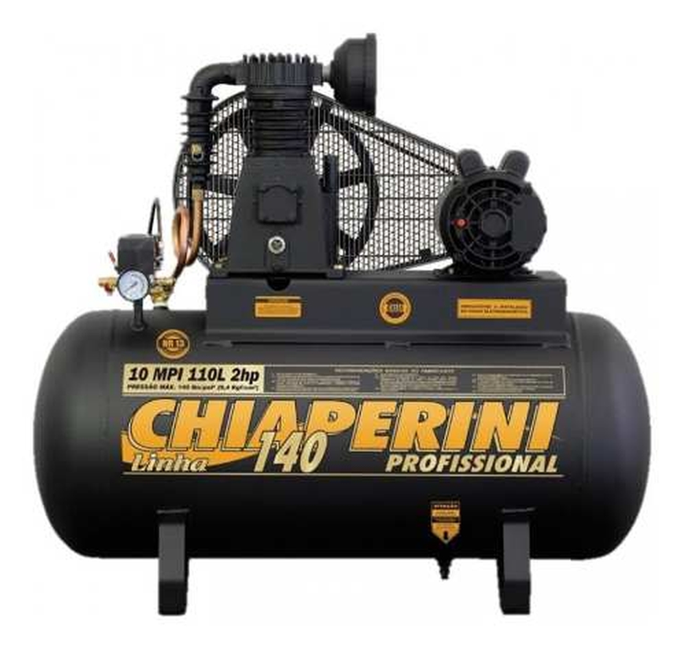 Compressor Chiaperini 10 MPI 110 Litros 140 Libras 2 cv 220v Monofásico