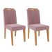 Conjunto com 2 Cadeiras Paola Suede Rosê e Madeira