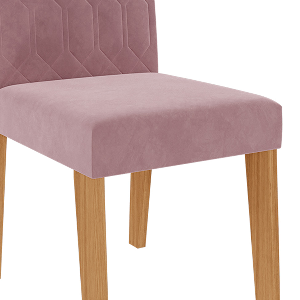 Conjunto com 2 Cadeiras Paola Suede Rosê e Madeira