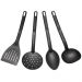 Conjunto 4 Utensílios de Cozinha Plástico Preto Colher Conch