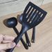 Conjunto 4 Utensílios de Cozinha Plástico Preto Colher Conch