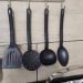 Conjunto 4 Utensílios de Cozinha Plástico Preto Colher Conch