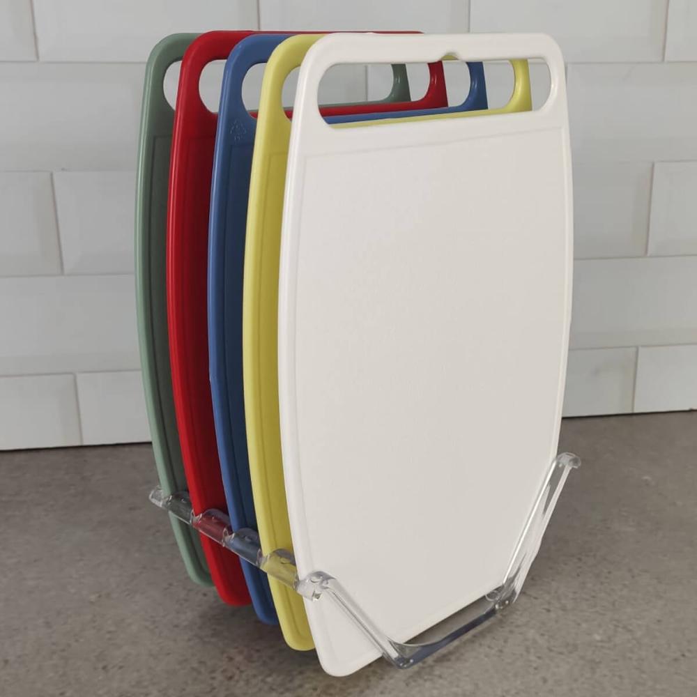 Conjunto 5 Tábuas de Corte com Suporte para Cozinha Colorida