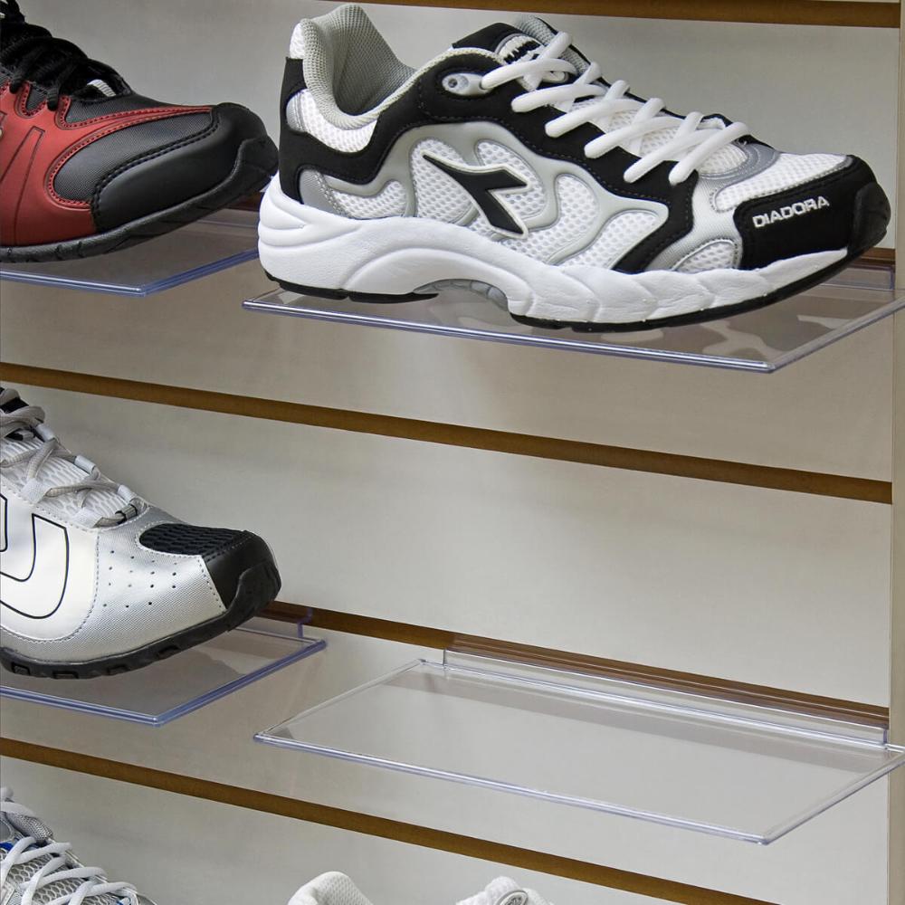 Expositor de Calçados Painel Canaletado Adulto Mostruário de Sapatos Tênis para Loja