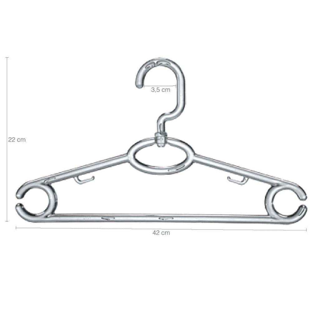 Kit 12 Cabides de Roupa Giratório Regata Transparente 42cm Adulto para Closet Magazzino