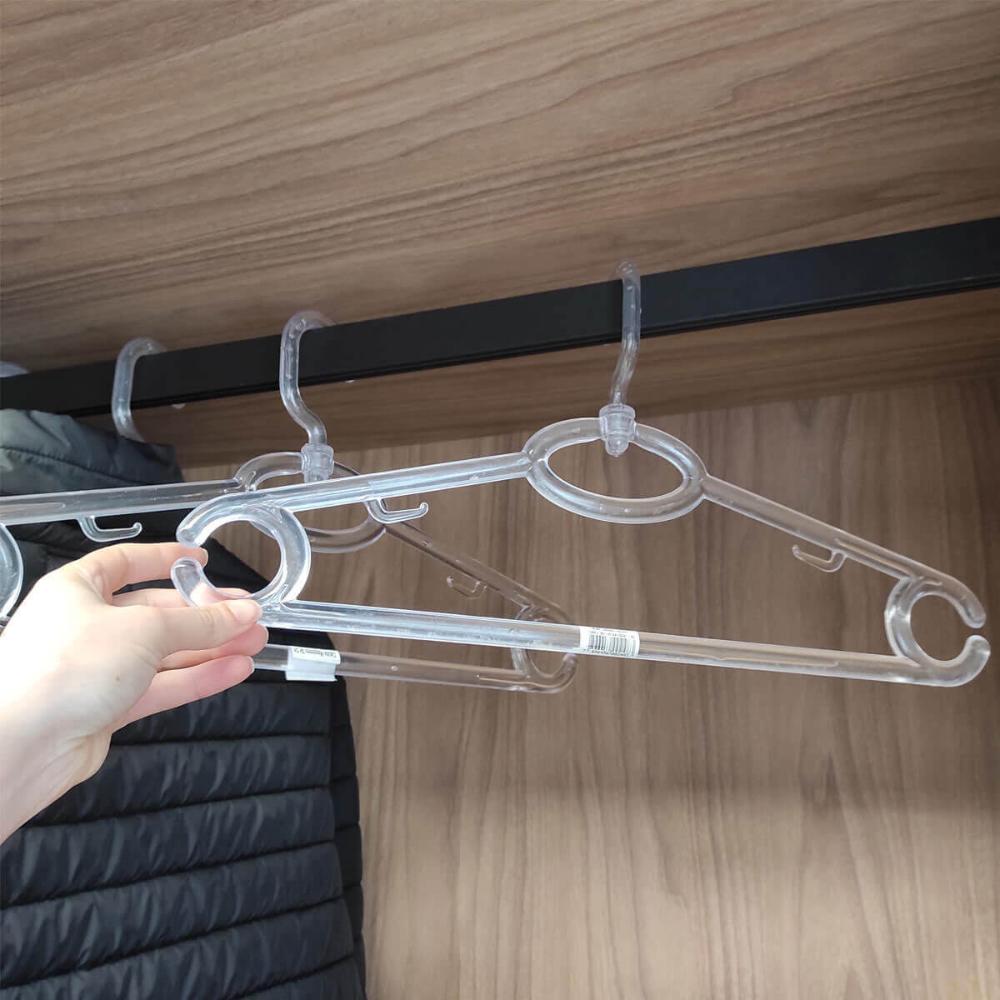 Kit 12 Cabides de Roupa Giratório Regata Transparente 42cm Adulto para Closet Magazzino