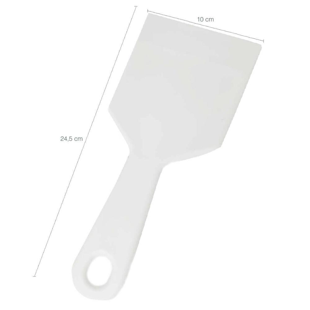 Kit 12 Espátulas de Cozinha Profissional Chapeiro Gourmet 10x24,5cm Retas Plástico Branco